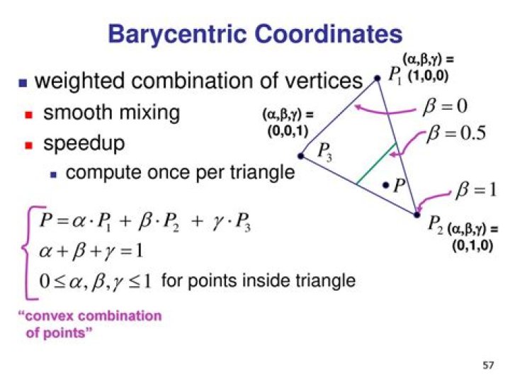 Calculating the barycentric coordinates for a point in a triangle?