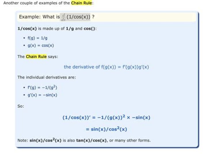 Chain Rule with 1/cos(x)