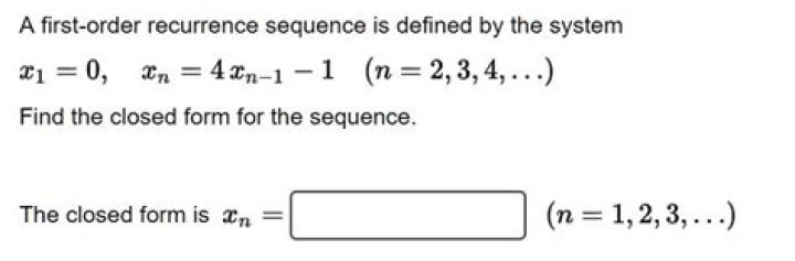 Find a first order recurrence relation for $0, 1, 4, 12, 32,\ldots$
