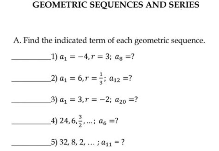 Find the indicated term of the geometric sequence algebraically. [closed]