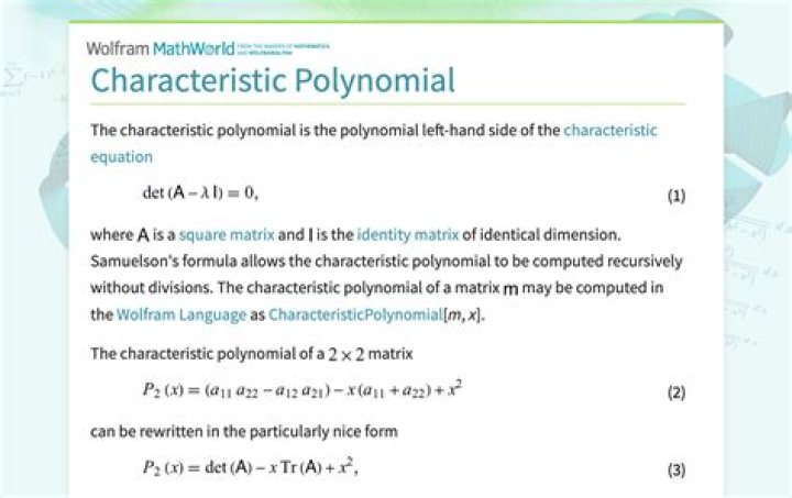 For the general form of a characteristic polynomial what is the trace squared of matrix A mean?