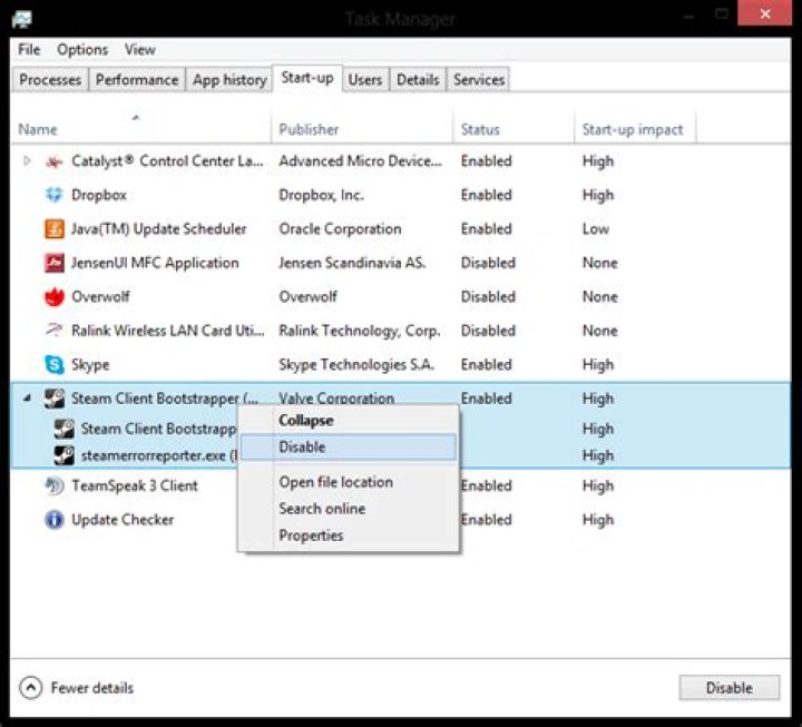 How can I stop Steam from loading when I start my computer?