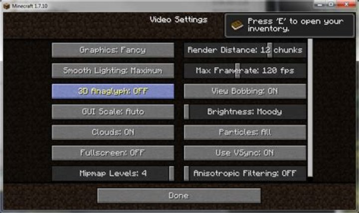 How do I disable 3D anaglyph display mode in Minecraft? [duplicate]