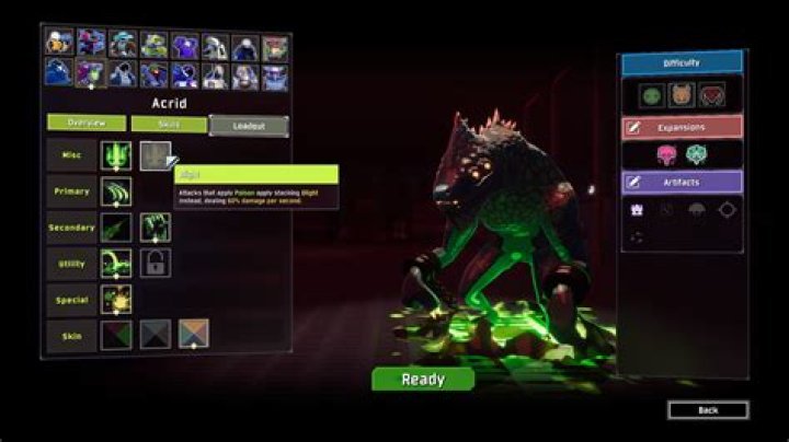 How should I handle each of Acrid's damage over time variants?