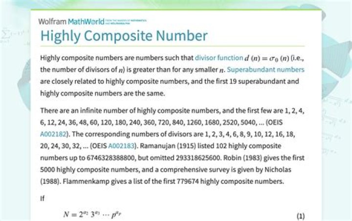 is there a large list of highly composite number?