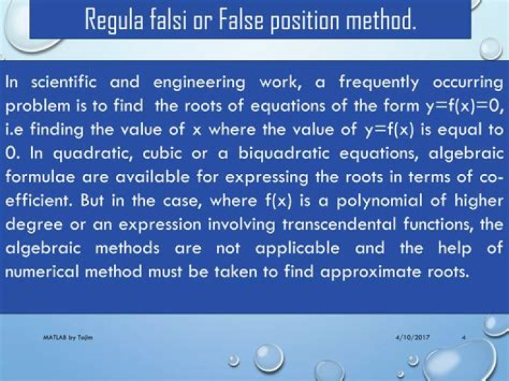 Method of False Position (Regular Falsi) - Pros/Cons
