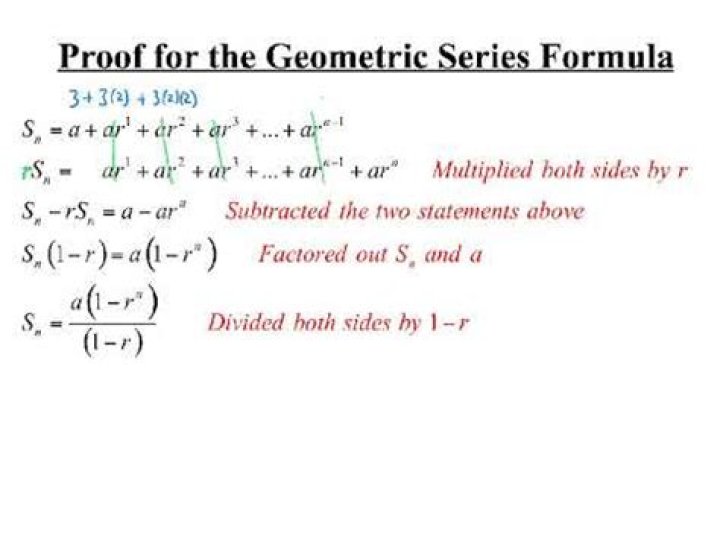 Proof of geometric series formula