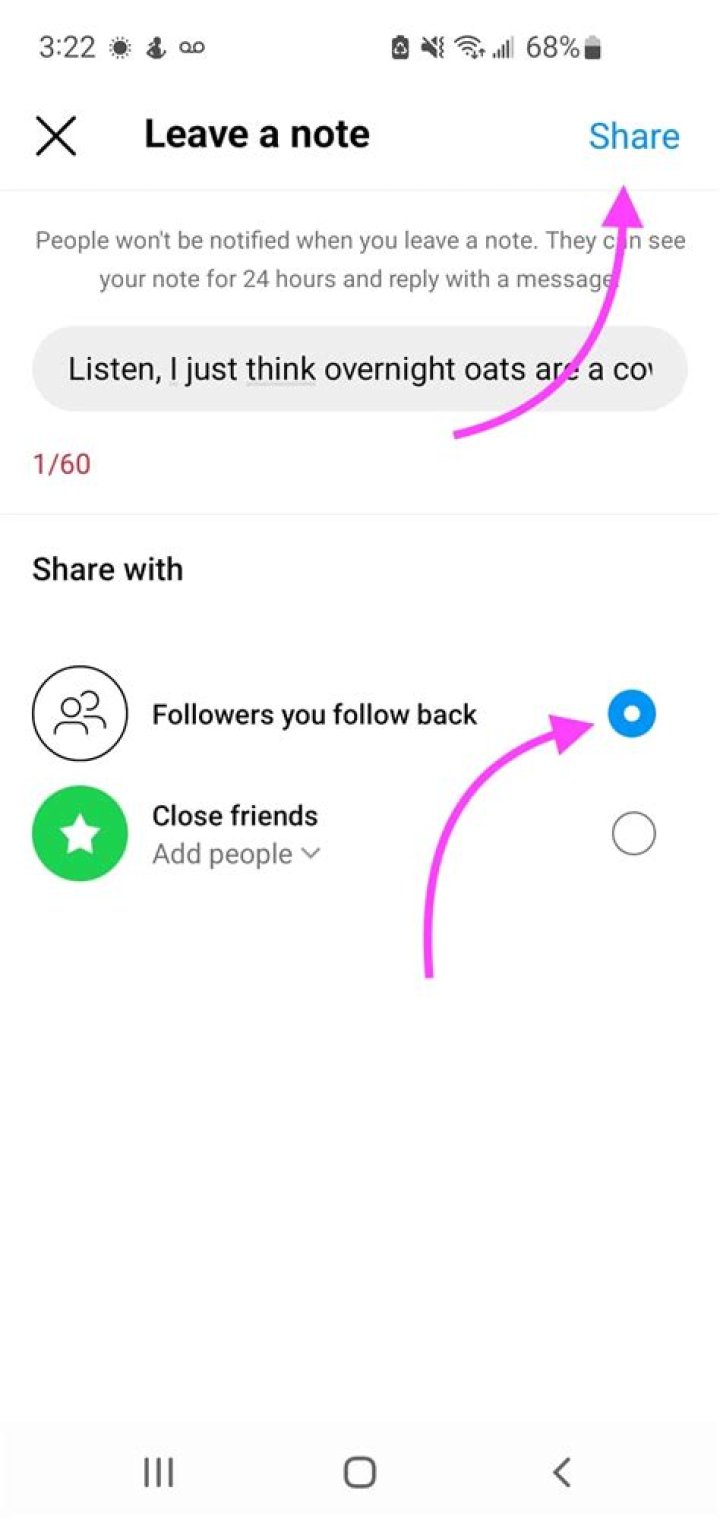 What does the "set friend note" feature do?